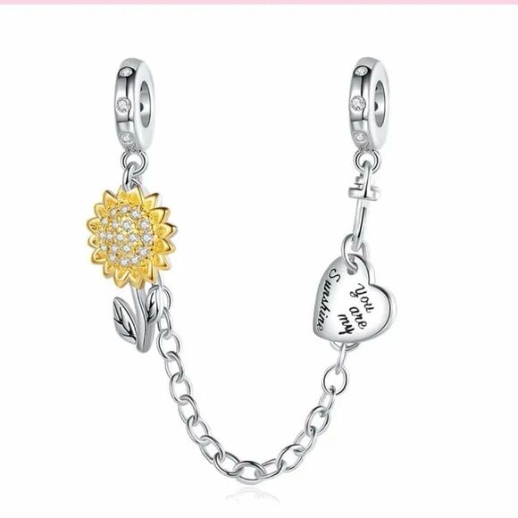 YOU ARE MY SUNSHINE SAFETY CHAIN CHARM FOR BRACELET SS925 - Picture 1 of 1